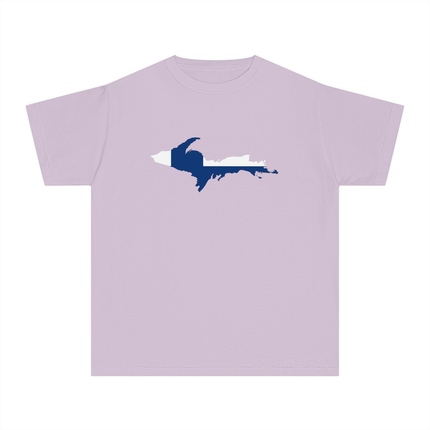 Michigan Upper Peninsula T-Shirt (w/ UP Finland Flag Outline) | Youth Garment-Dyed