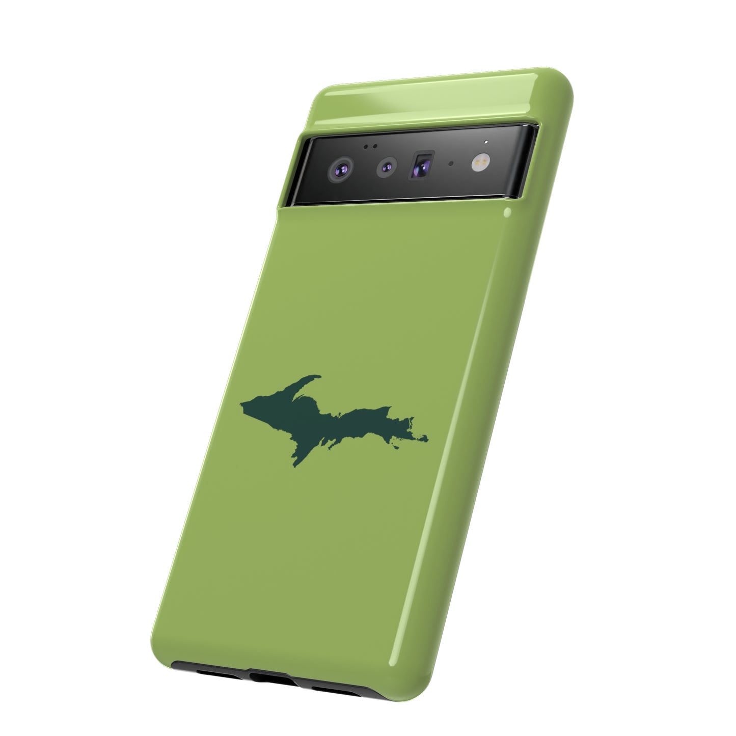 Michigan Upper Peninsula Tough Phone Case (Gooseberry Green w/ Green UP Outline) | Samsung & Pixel Android