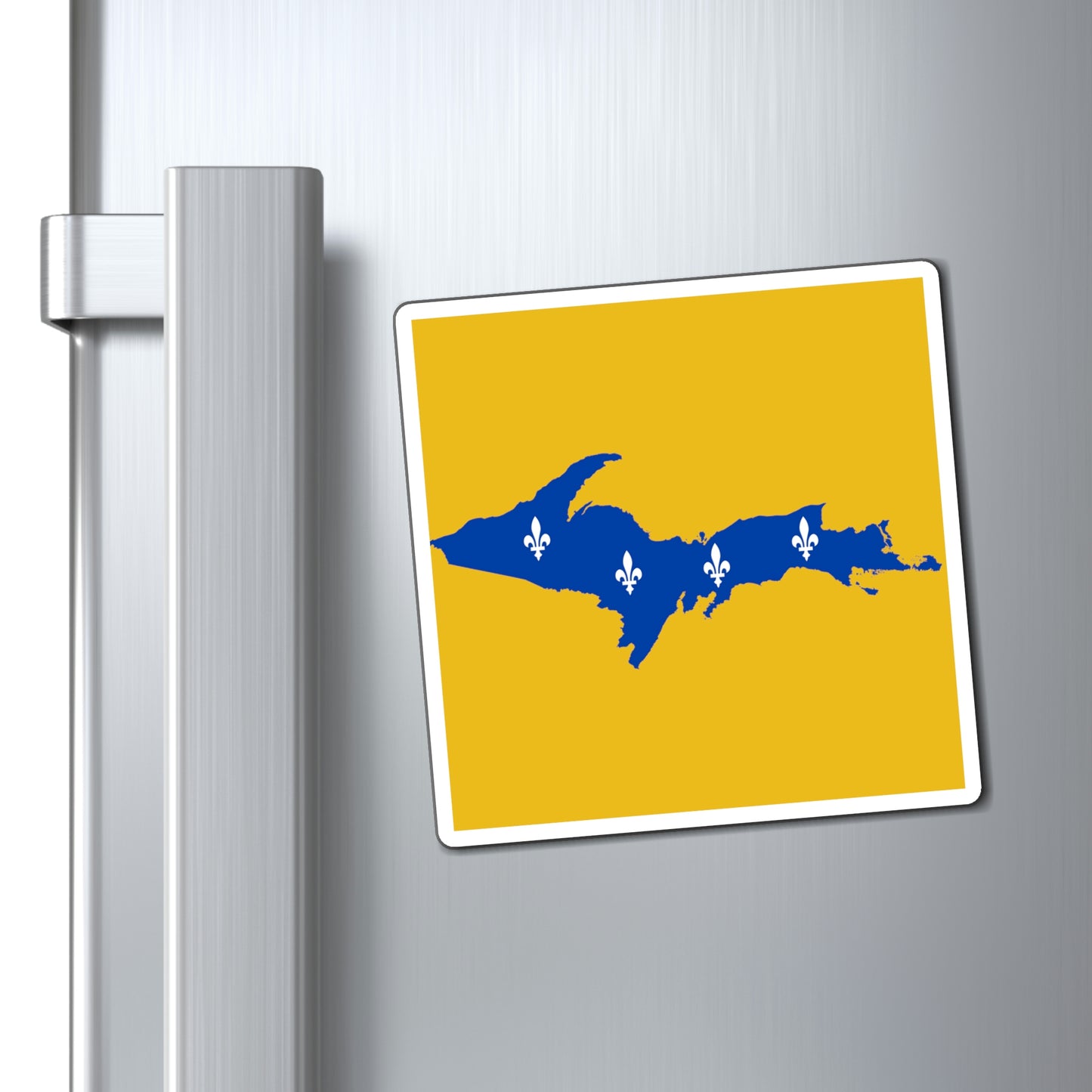 Michigan Upper Peninsula Square Magnet (Gold w/ UP Quebec Flag Outline)