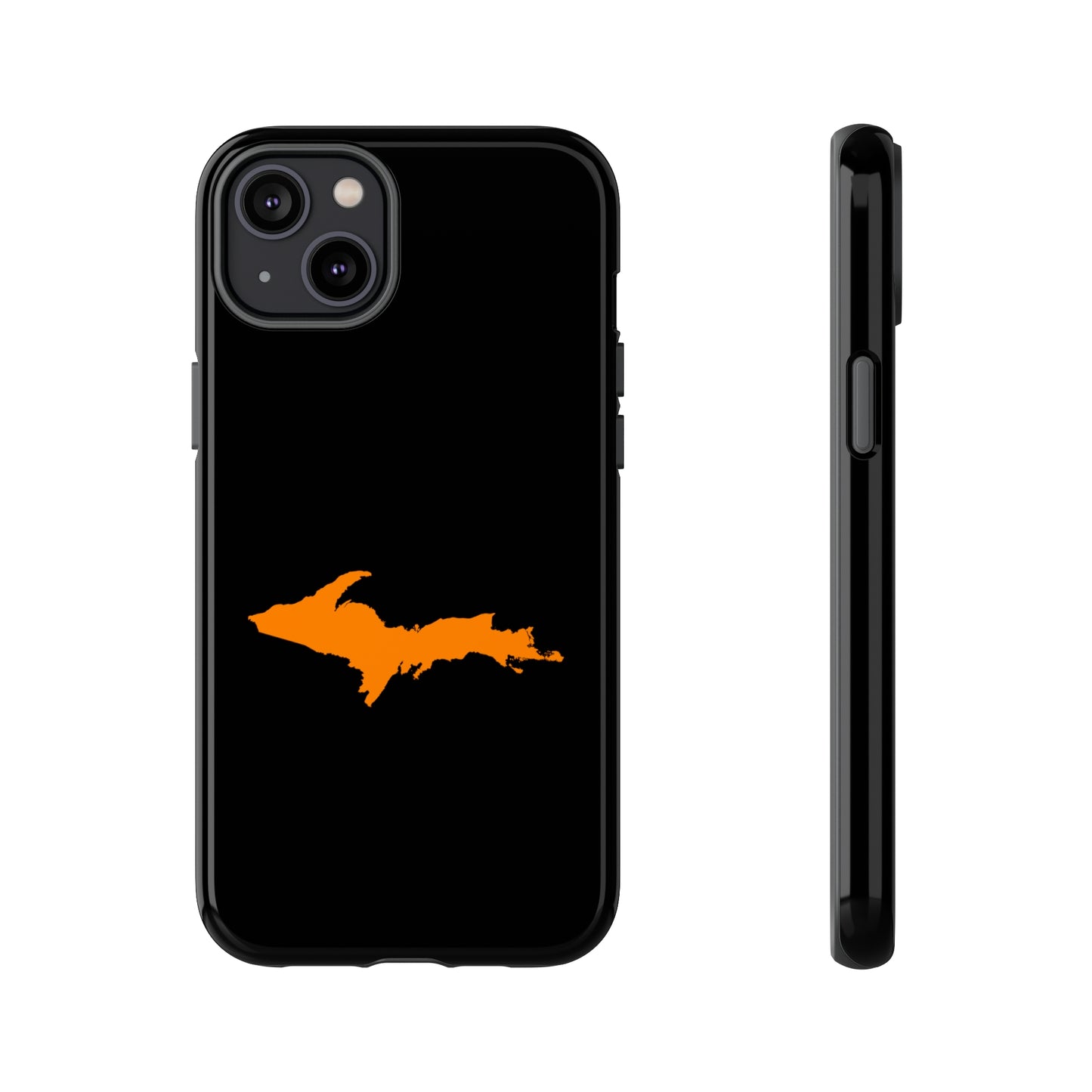 Michigan Upper Peninsula Tough Phone Case (Black w/ Orange UP Outline) | Apple iPhone