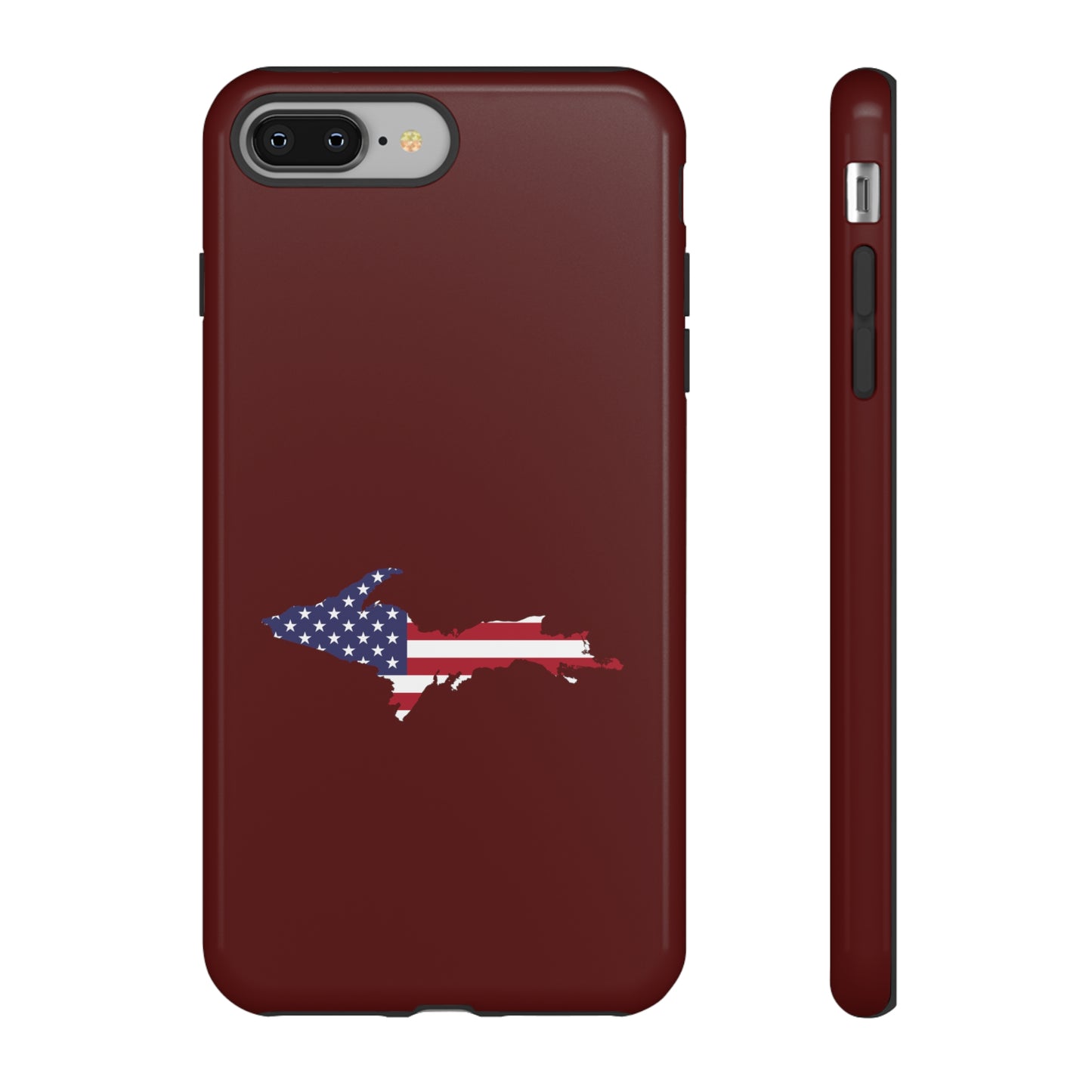 Michigan Upper Peninsula Tough Phone Case (Cherrywood Color w/ UP USA Outline) | Apple iPhone