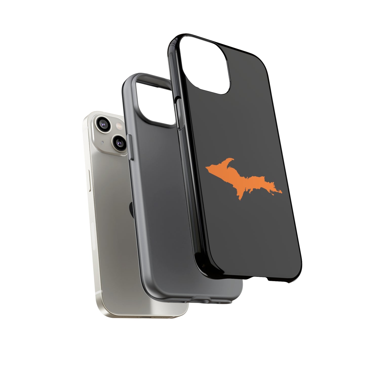 Michigan Upper Peninsula Tough Phone Case (Black w/ Orange UP Outline) | Apple iPhone