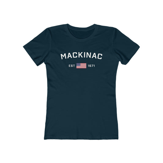 'Mackinac EST 1671' (w/USA Flag Outline) | Women's Boyfriend Cut