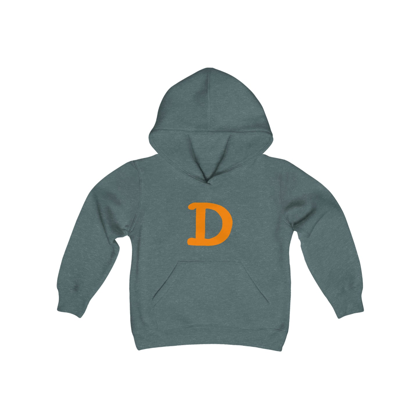 Detroit 'Old French D' Hoodie (Orange Full Body Outline) | Unisex Youth