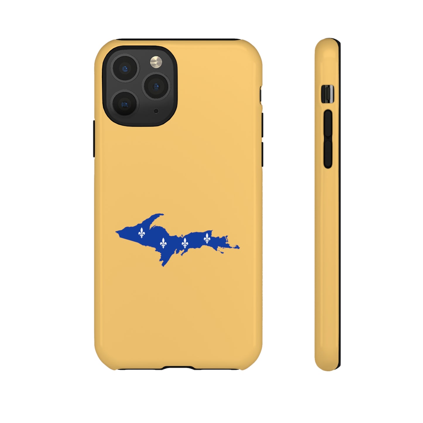 Michigan Upper Peninsula Tough Phone Case (Citrine Color w/ UP Quebec Flag Outline) | Apple iPhone