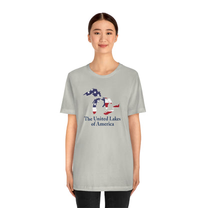 'The United Lakes of America' T-Shirt (w/ Great Lakes USA Flag Outline) | Unisex Standard Fit