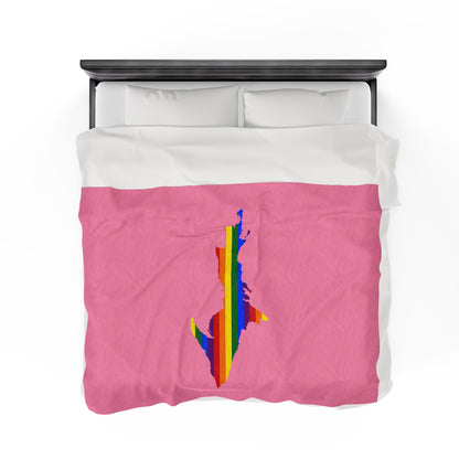 Michigan Upper Peninsula Plush Blanket (w/ UP Pride Flag Outline) | '67 Caddie Pink