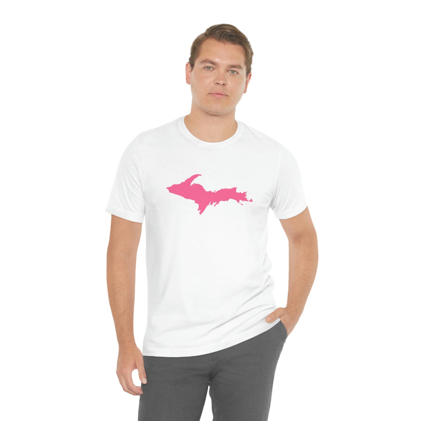 Michigan Upper Peninsula T-Shirt (w/ Pink UP Outline) | Unisex Standard Fit