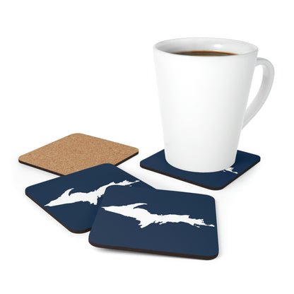 Michigan Upper Peninsula Coaster Set (Navy w/ UP Outline) | Corkwood - 4 pack