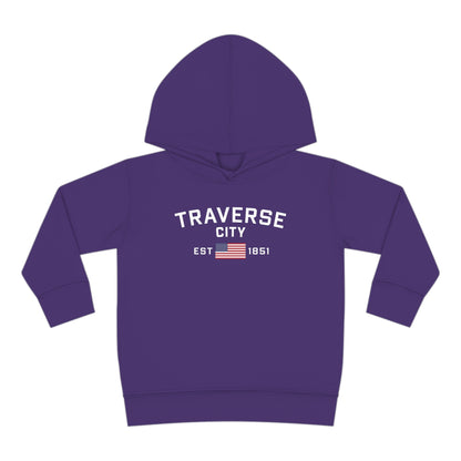 'Traverse City EST 1851' Hoodie (w/USA Flag Outline) | Unisex Toddler