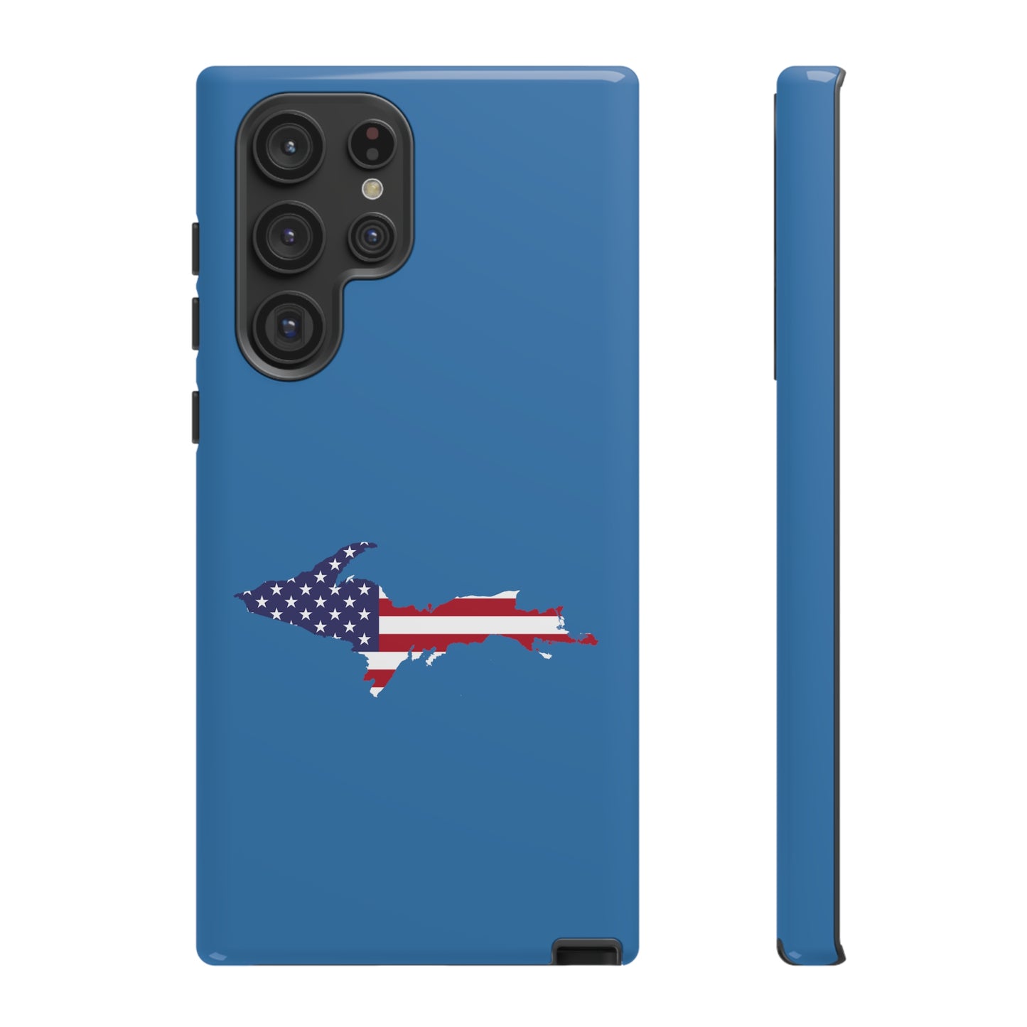 Michigan Upper Peninsula Tough Phone Case (Lake Superior Blue w/ UP USA Flag Outline) | Samsung & Pixel Android