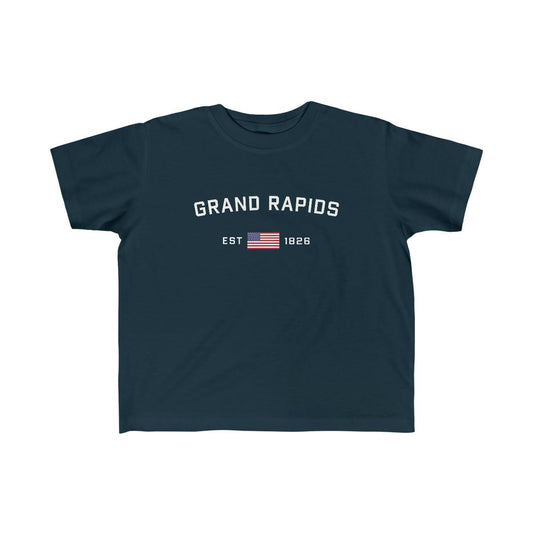 'Grand Rapids EST 1826' T-Shirt  (w/USA Flag Outline) | Toddler Short Sleeve - Circumspice Michigan