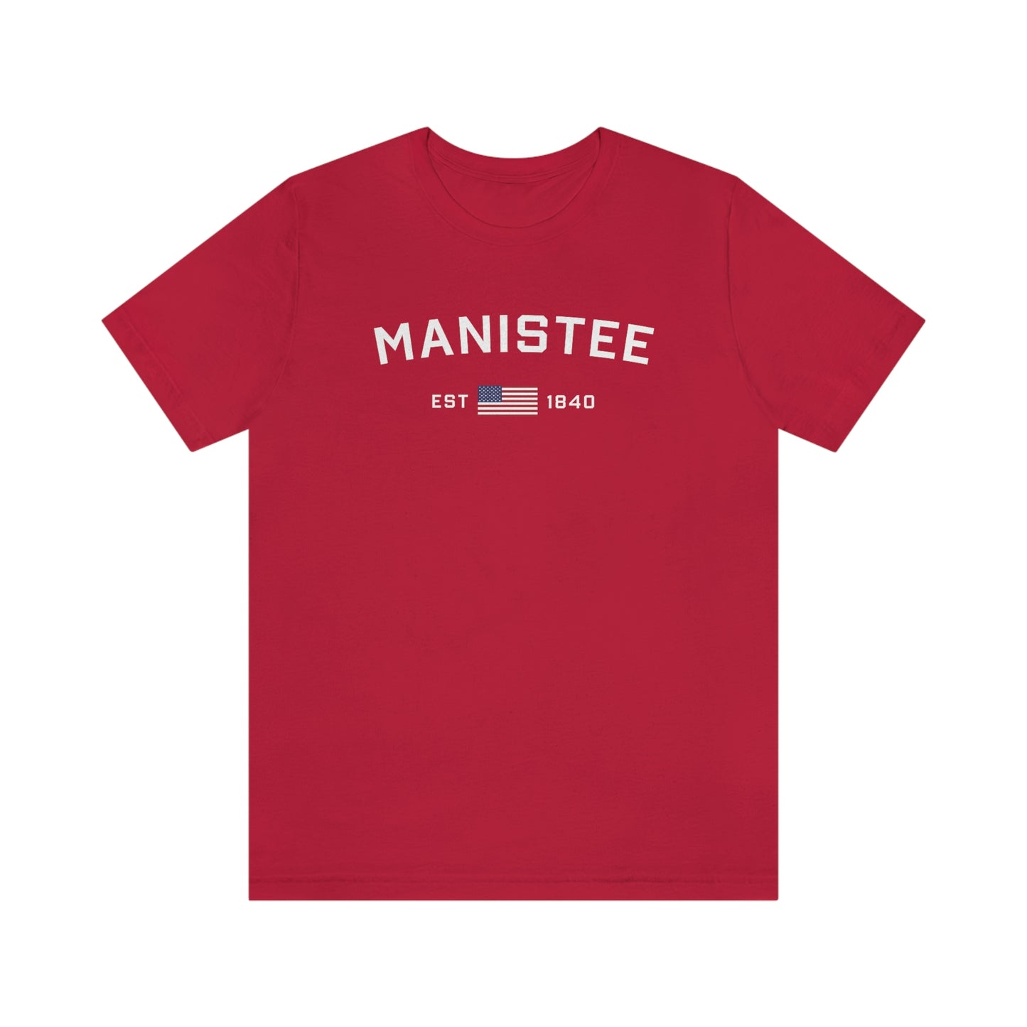 'Manistee EST 1840' T-Shirt (w/USA Flag Outline) | Unisex Standard Fit