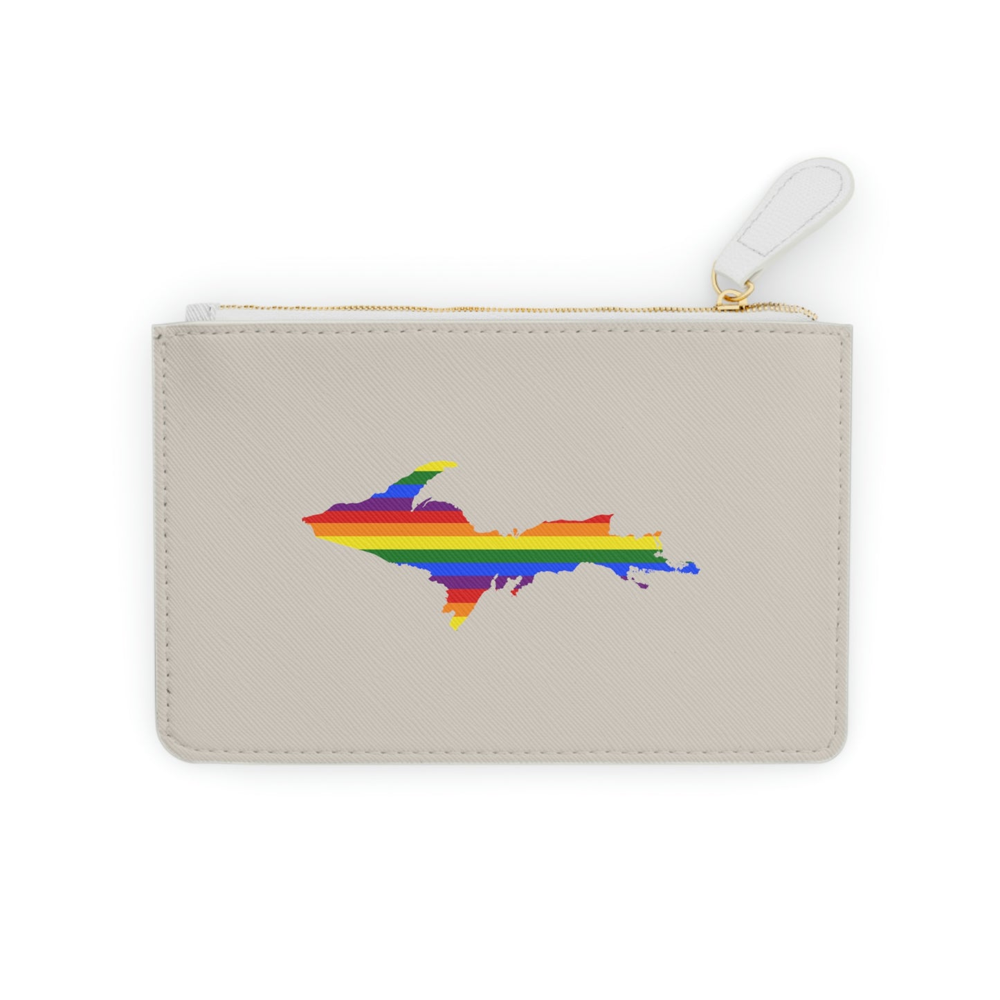 Michigan Upper Peninsula Mini Clutch Bag (Canvas Color w/ UP Pride Flag Outline)