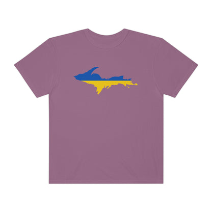 Michigan Upper Peninsula T-Shirt (w/ UP Ukraine Flag Outline) | Unisex Garment-Dyed