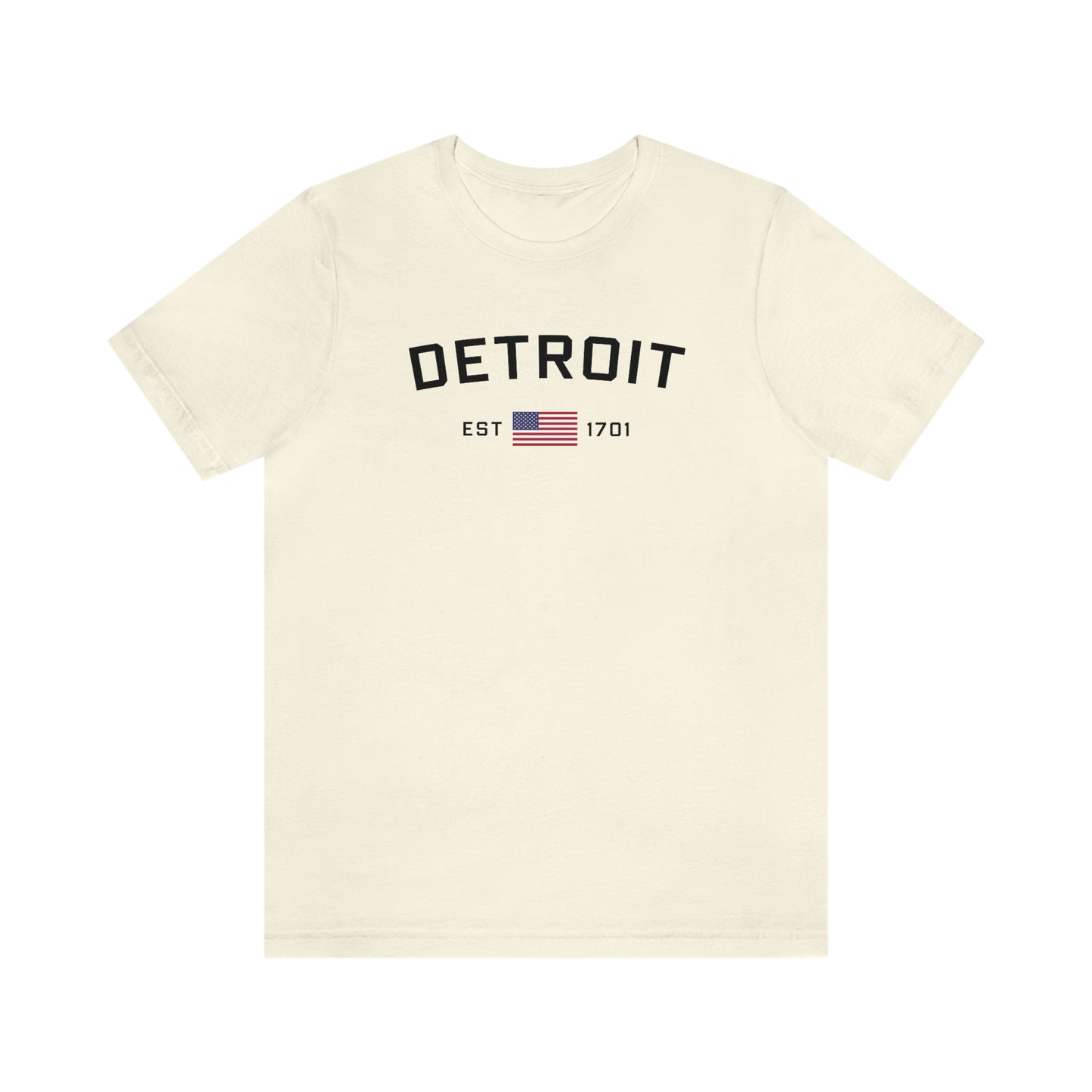 'Detroit Est 1701' T-Shirt (w/ United States Flag) | Unisex Standard Fit