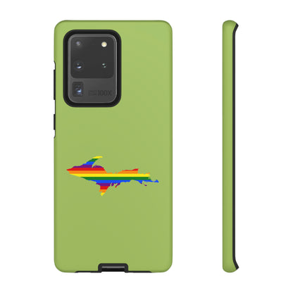 Michigan Upper Peninsula Tough Phone Case (Gooseberry Green w/ UP Pride Flag Outline) | Samsung & Pixel Android