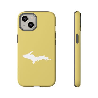 Michigan Upper Peninsula Tough Phone Case (Plum Yellow w/ UP Outline) | Apple iPhone