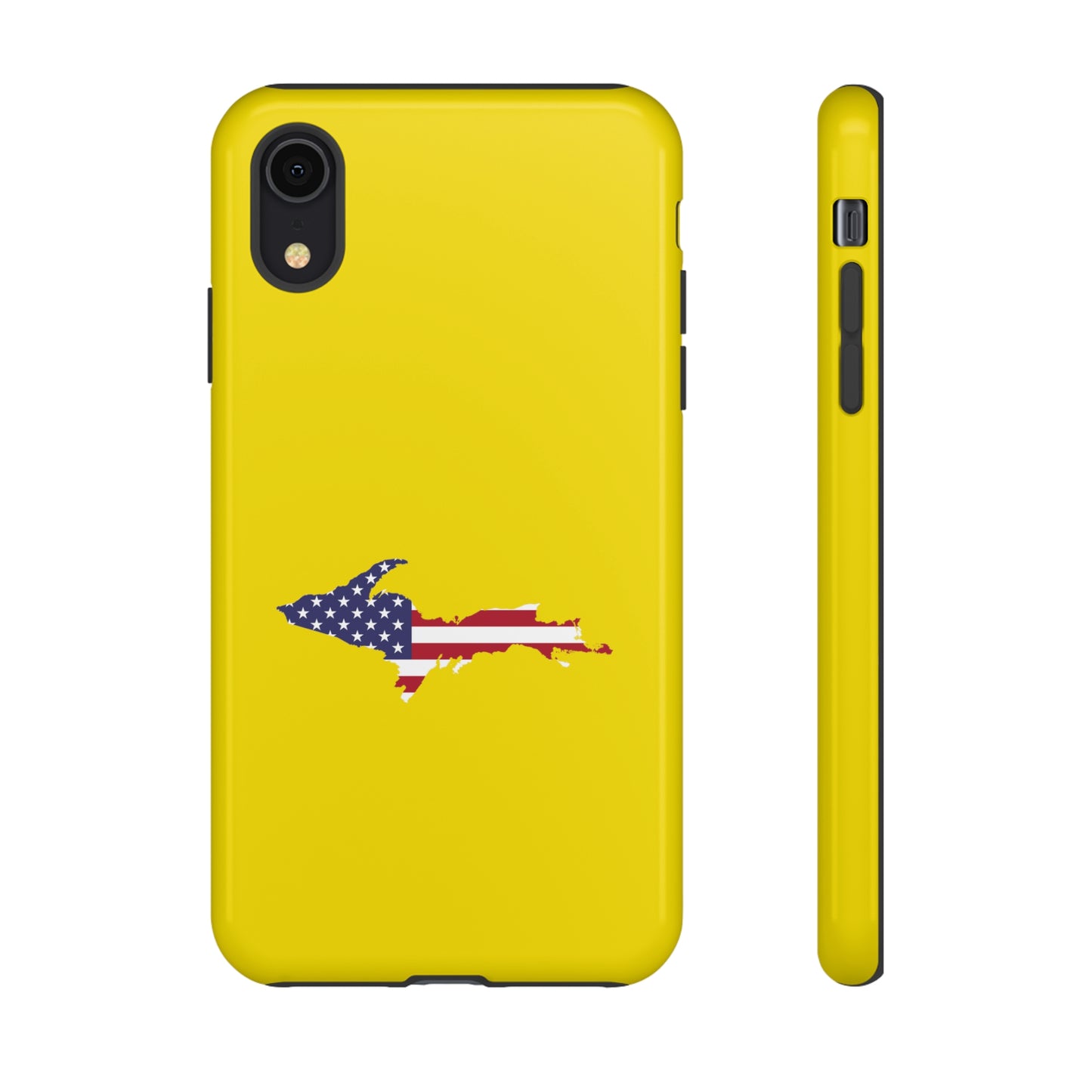 Michigan Upper Peninsula Tough Phone Case (Gadsden Yellow w/ UP USA Outline) | Apple iPhone