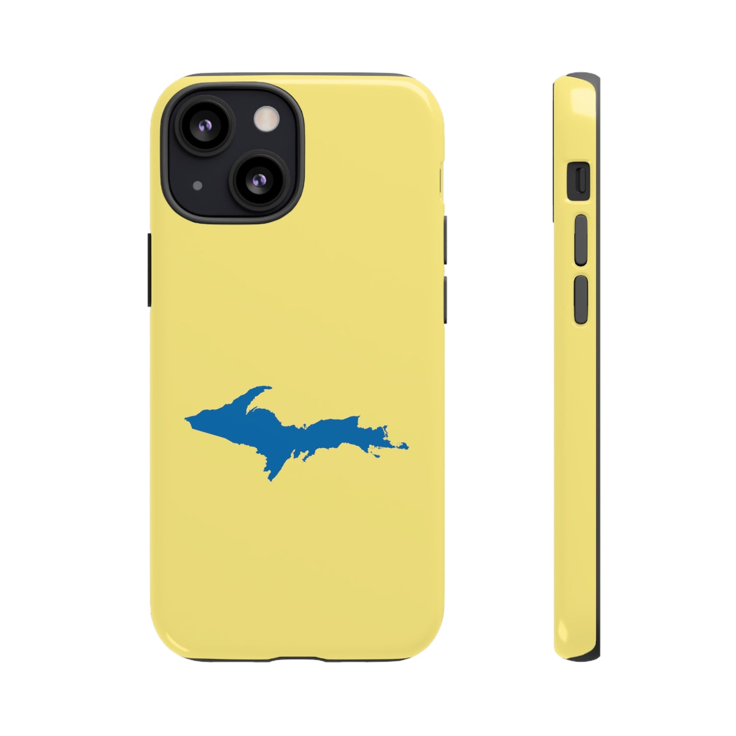 Michigan Upper Peninsula Tough Phone Case (Yellow Cherry w/ Azure UP Outline) | Apple iPhone