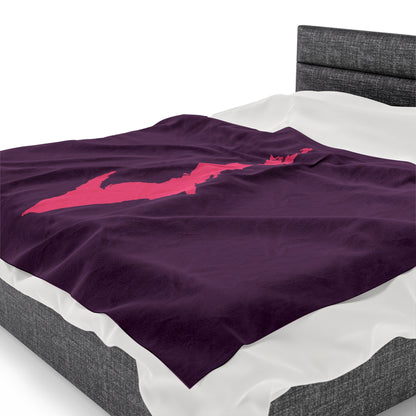 Michigan Upper Peninsula Plush Blanket (w/ Pink UP Outline) | Plum