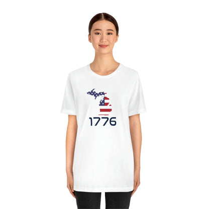 Michigan '1776' T-Shirt (Space Agency Font w/ MI USA Flag Outline) | Unisex Standard Fit