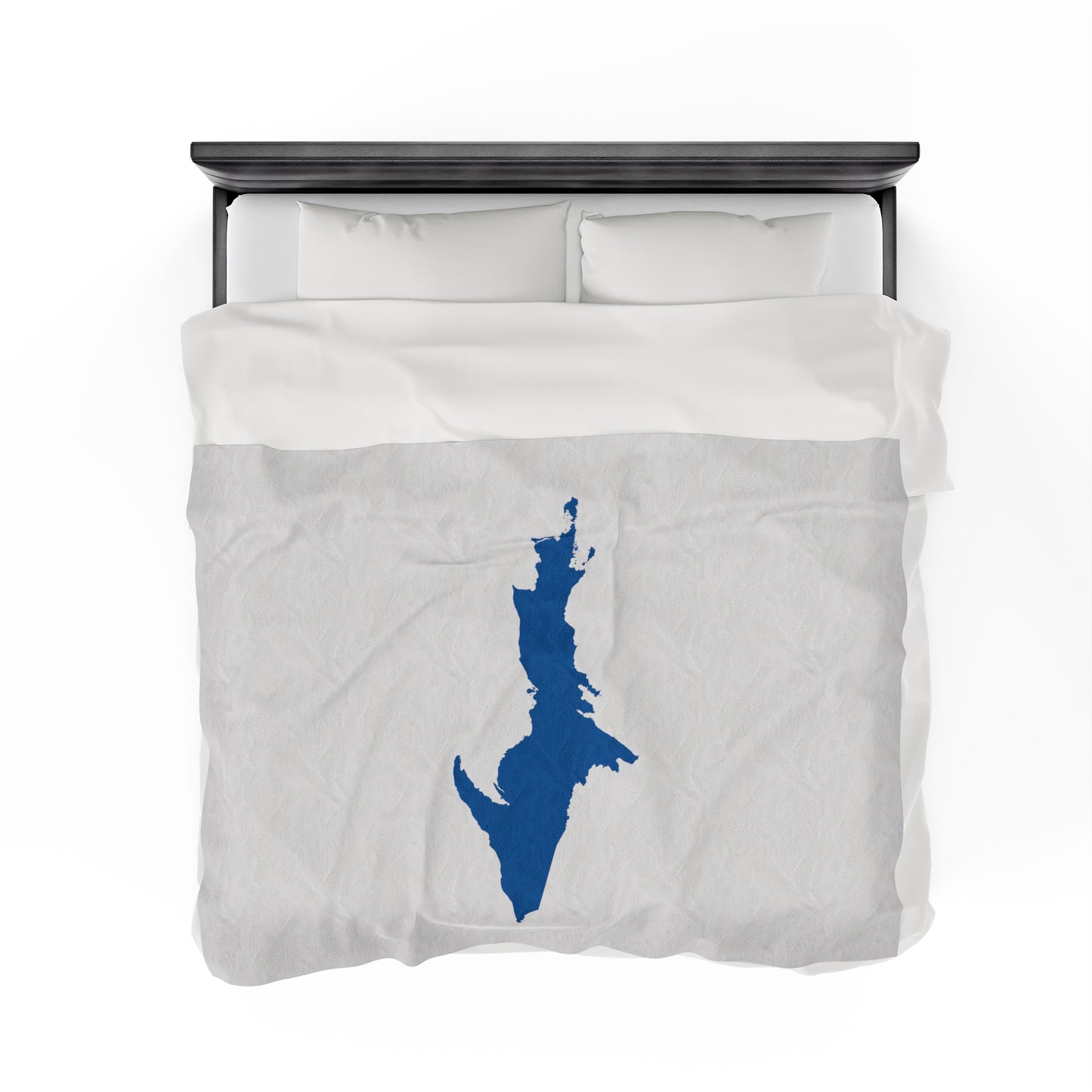 Michigan Upper Peninsula Plush Blanket (w/ Azure UP Outline) | Birch Bark White