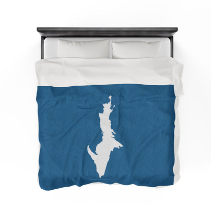 Michigan Upper Peninsula Plush Blanket (w/ UP Outline) | Lake Michigan Blue