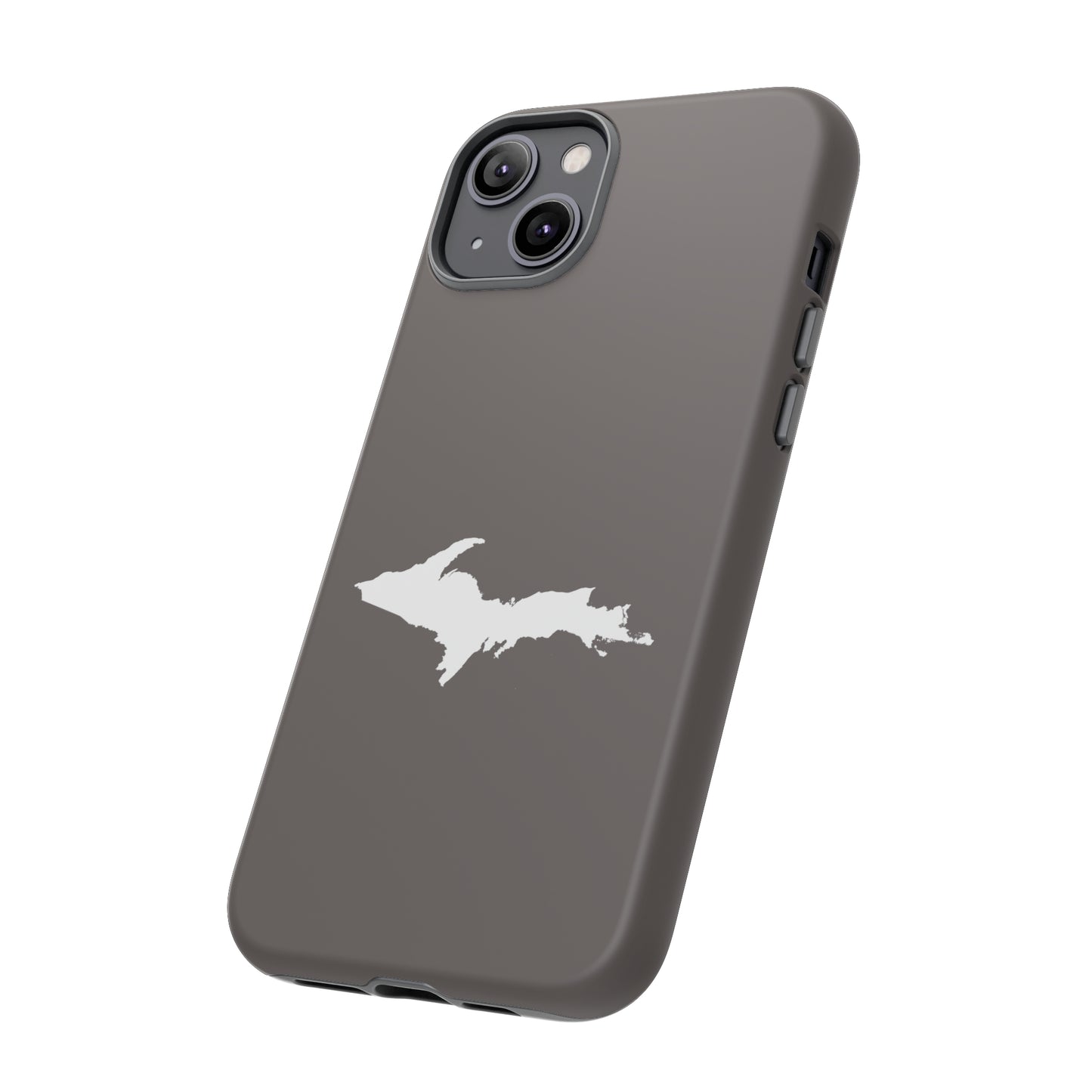 Michigan Upper Peninsula Tough Phone Case (Warren Tank Grey w/ UP Outline) | Apple iPhone