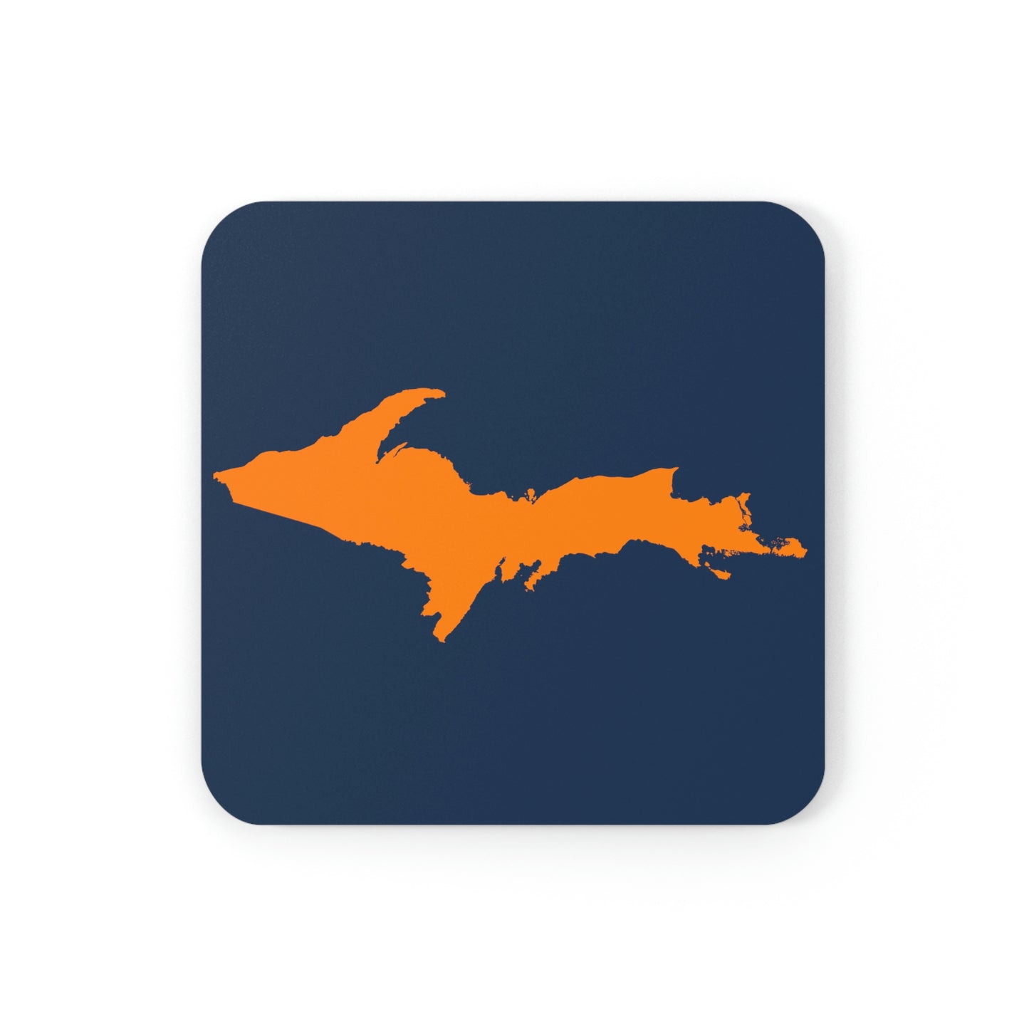 Michigan Upper Peninsula Coaster Set (Navy w/ Orange UP Outline) | Corkwood - 4 pack