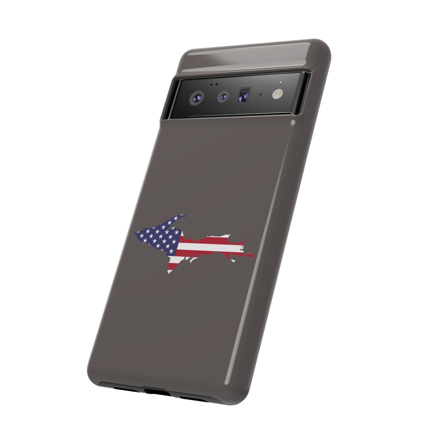 Michigan Upper Peninsula Tough Phone Case (Warren Tank Grey w/ UP USA Flag Outline) | Samsung & Pixel Android