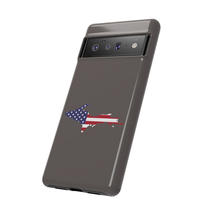 Michigan Upper Peninsula Tough Phone Case (Warren Tank Grey w/ UP USA Flag Outline) | Samsung & Pixel Android