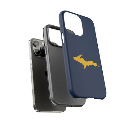 Michigan Upper Peninsula Tough Phone Case (Navy w/ Gold UP Outline) | Apple iPhone