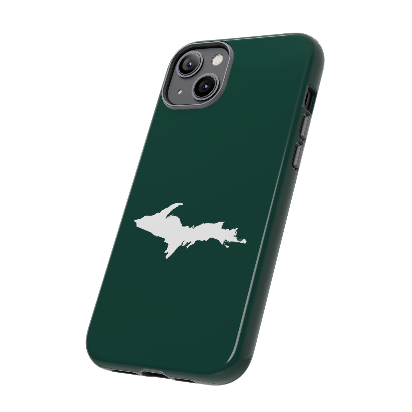 Michigan Upper Peninsula Tough Phone Case (Green w/ UP Outline) | Apple iPhone