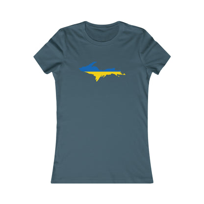 Michigan Upper Peninsula T-Shirt (w/ UP Ukraine Flag Outline) | Women's Slim Fit