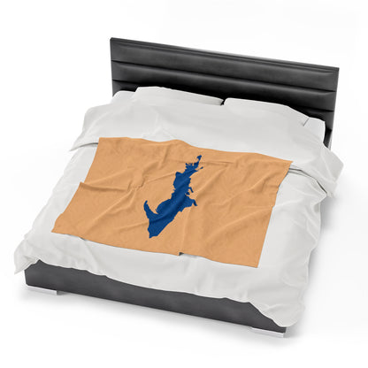 Michigan Upper Peninsula Plush Blanket (w/ Azure UP Outline) | Pale Apricot