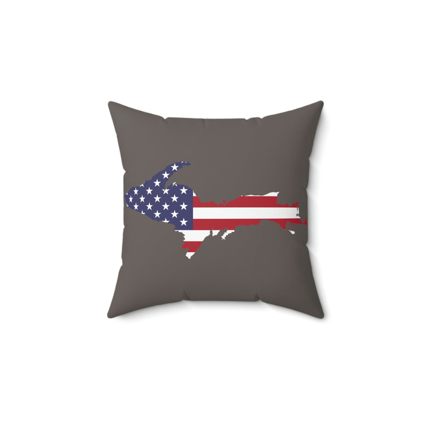 Michigan Upper Peninsula Accent Pillow (w/ UP USA Flag Outline) | Warren Tank Grey