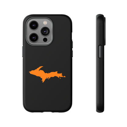 Michigan Upper Peninsula Tough Phone Case (Black w/ Orange UP Outline) | Apple iPhone