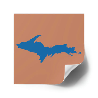 Michigan Upper Peninsula Square Sticker (Copper Color w/ Azure UP Outline) | Indoor/Outdoor