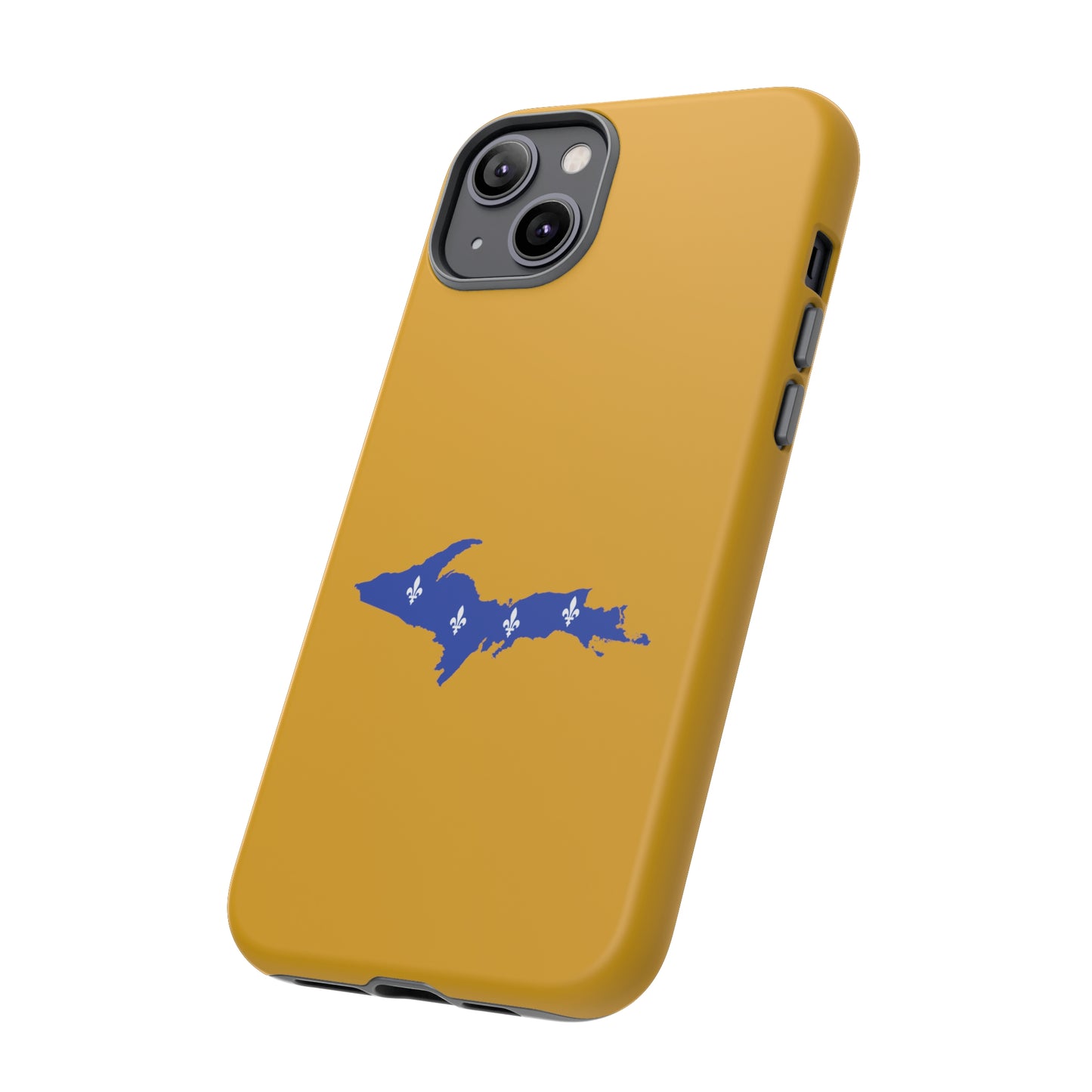 Michigan Upper Peninsula Tough Phone Case (Gold w/ UP Quebec Flag Outline) | Apple iPhone