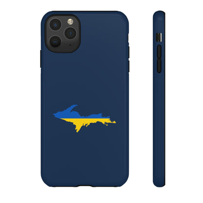 Michigan Upper Peninsula Tough Phone Case (Navy w/ UP Ukraine Flag Outline) | Apple iPhone