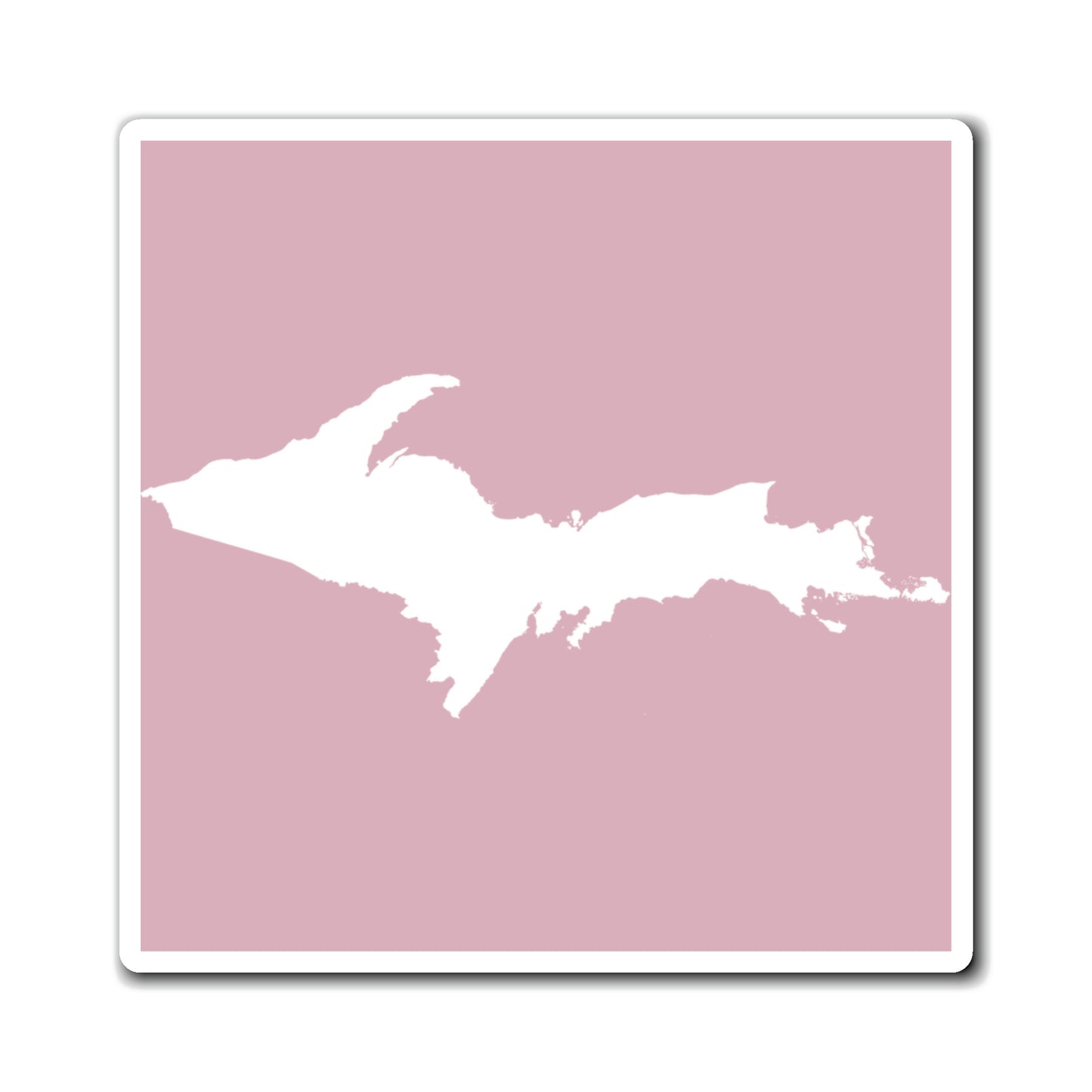 Michigan Upper Peninsula Square Magnet (Pink w/ UP Outline)