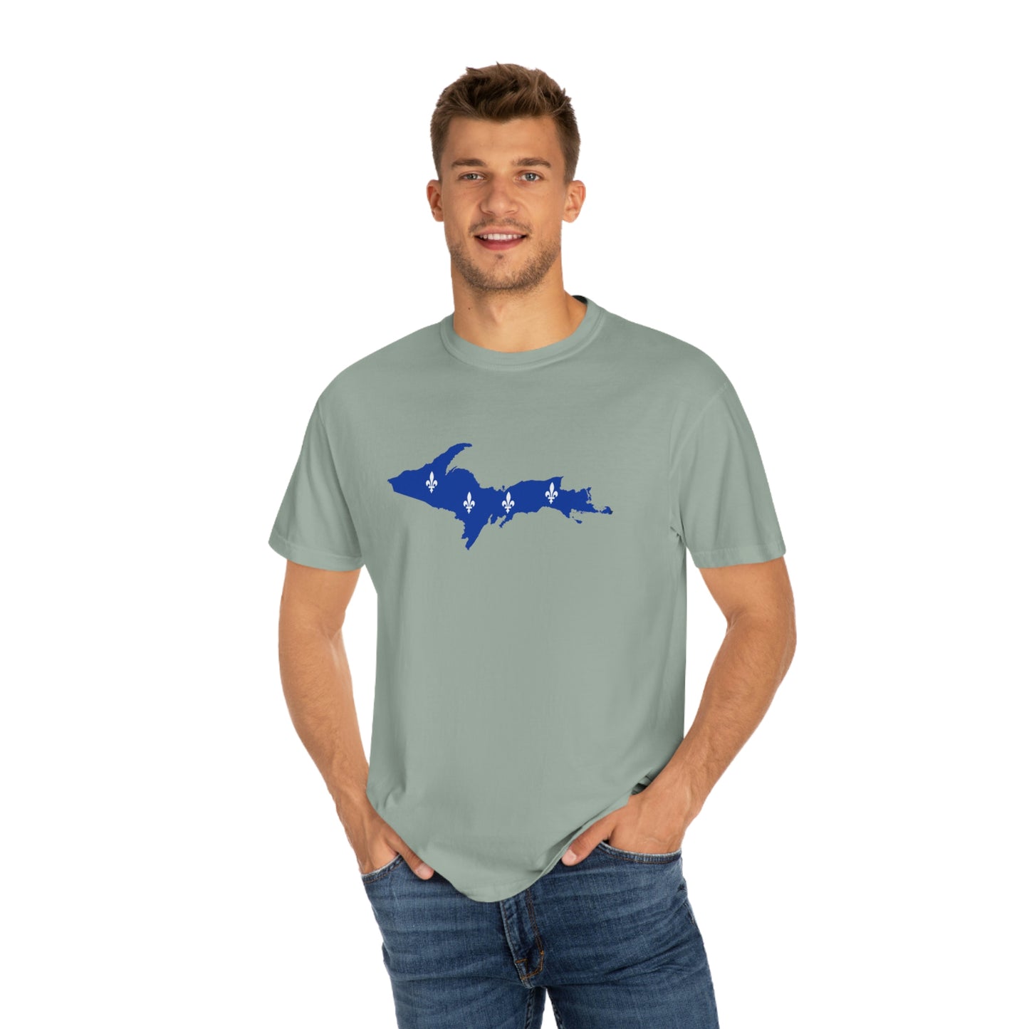 Michigan Upper Peninsula T-Shirt (w/ UP Quebec Flag Outline) | Unisex Garment-Dyed