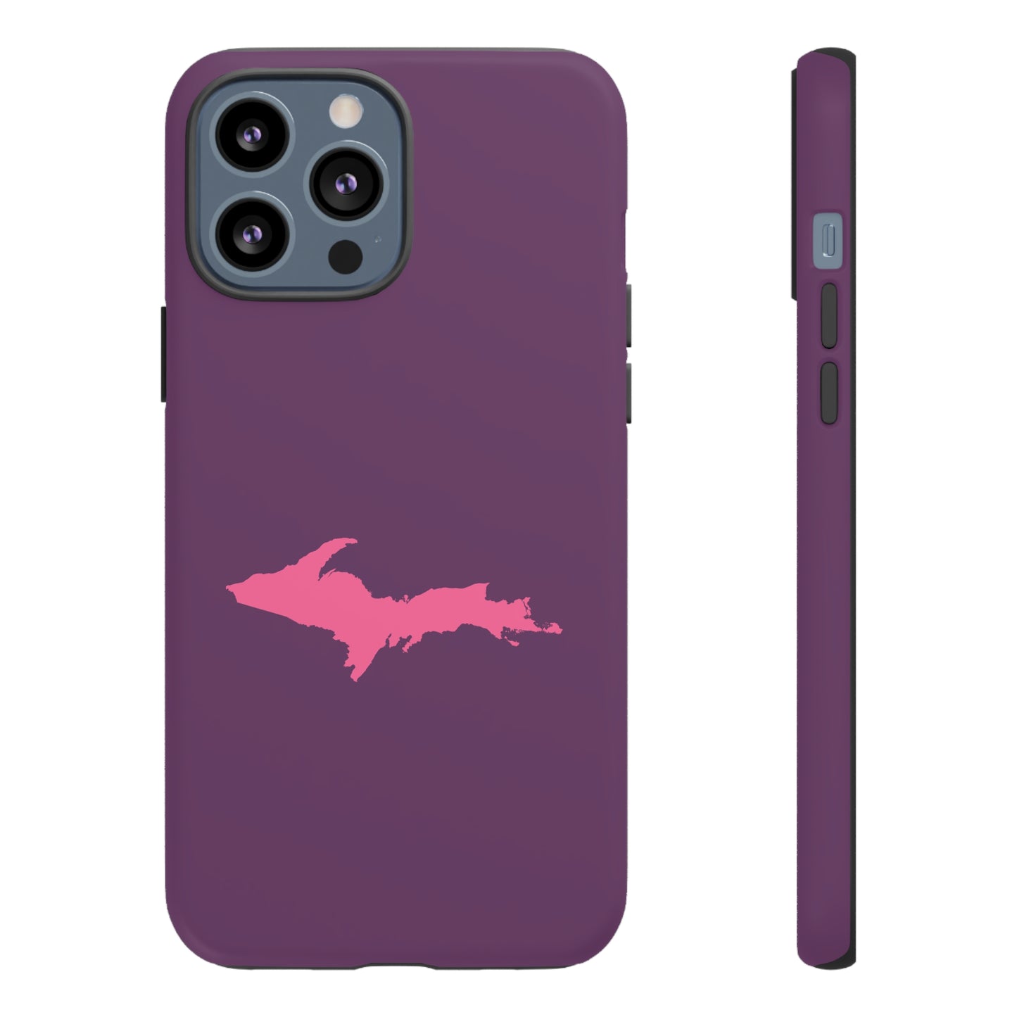 Michigan Upper Peninsula Tough Phone Case (Plum w/ Pink UP Outline) | Apple iPhone