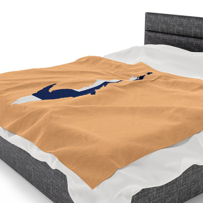 Michigan Upper Peninsula Plush Blanket (w/ UP Finland Flag Outline) | Pale Apricot