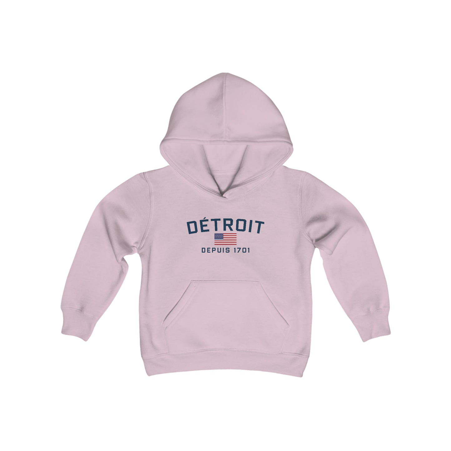 'Détroit Depuis 1701' Hoodie (w/USA Flag Outline) | Unisex Youth