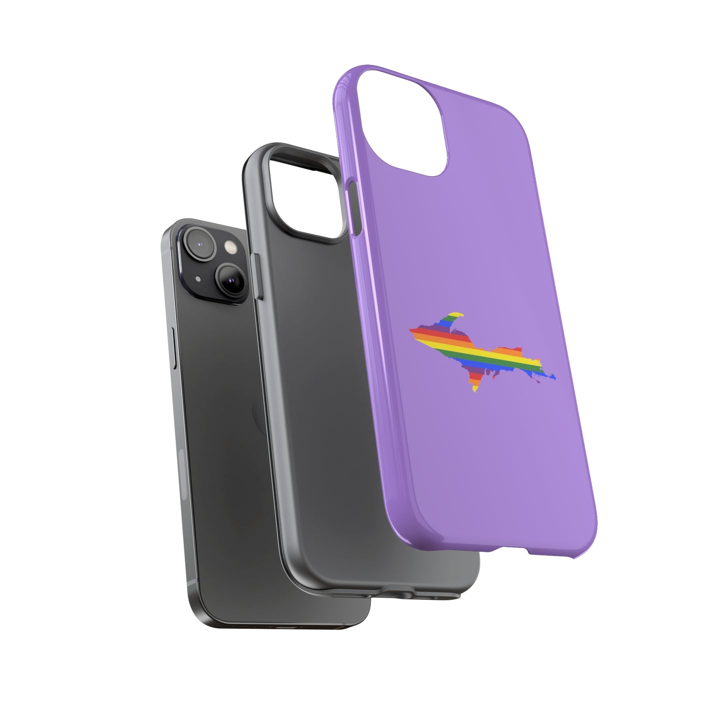 Michigan Upper Peninsula Tough Phone Case (Lavender w/ UP Pride Flag Outline) | Apple iPhone