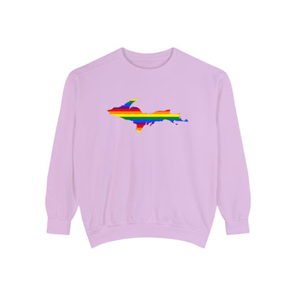 Michigan Upper Peninsula Sweatshirt (w/ UP Pride Flag Outline) | Unisex Garment Dyed