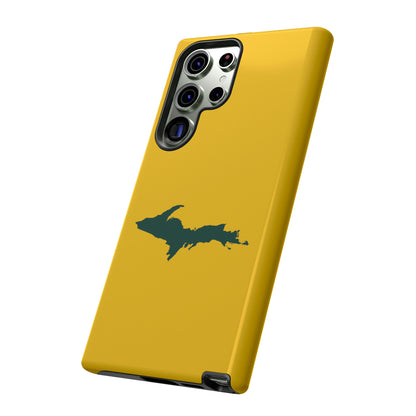 Michigan Upper Peninsula Tough Phone Case (Gold w/ Green UP Outline) | Samsung & Pixel Android