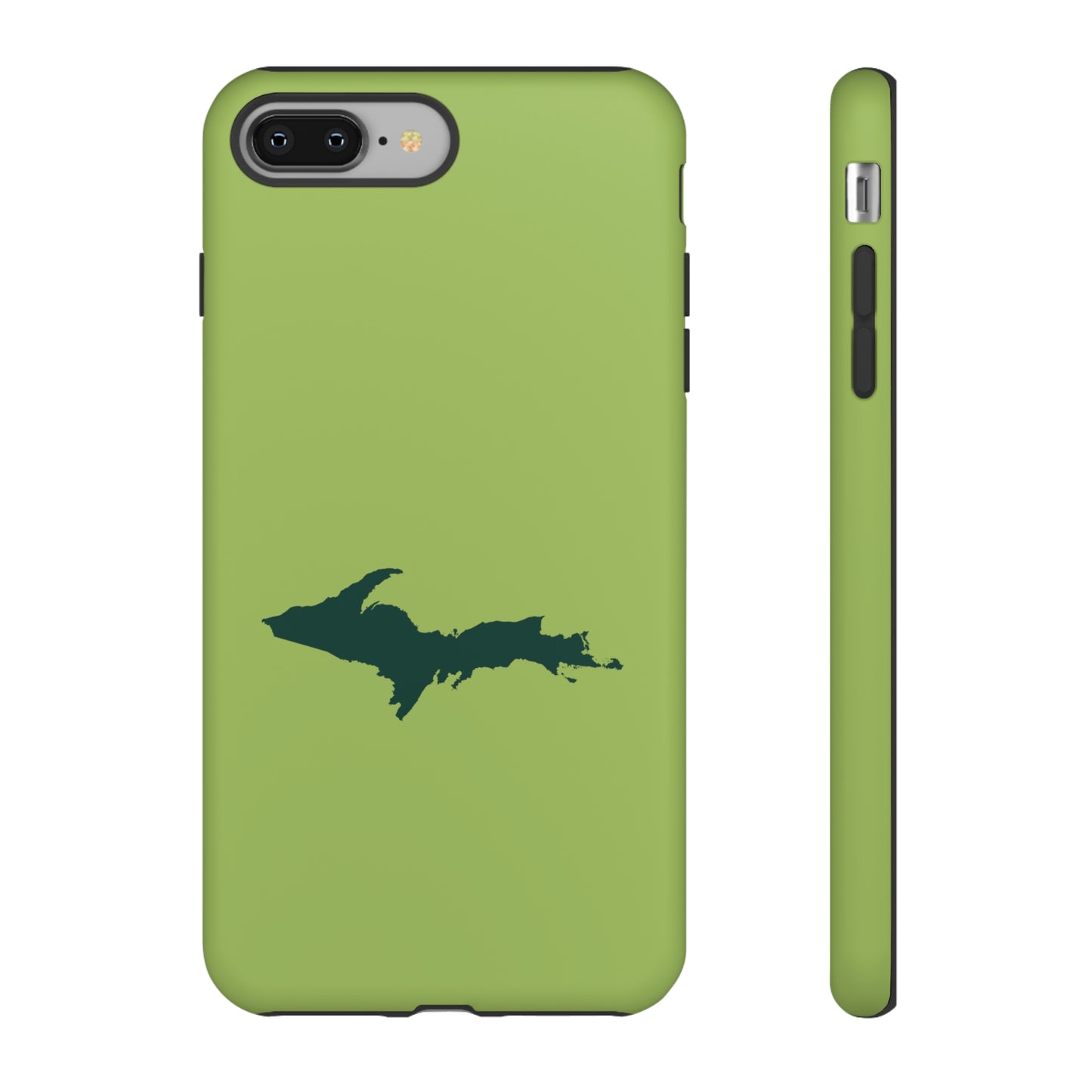 Michigan Upper Peninsula Tough Phone Case (Gooseberry Green w/ Green UP Outline) | Apple iPhone